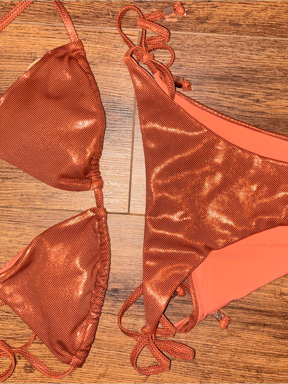 Zingara Shimmery Rust Orange String Bikini Set NWOT